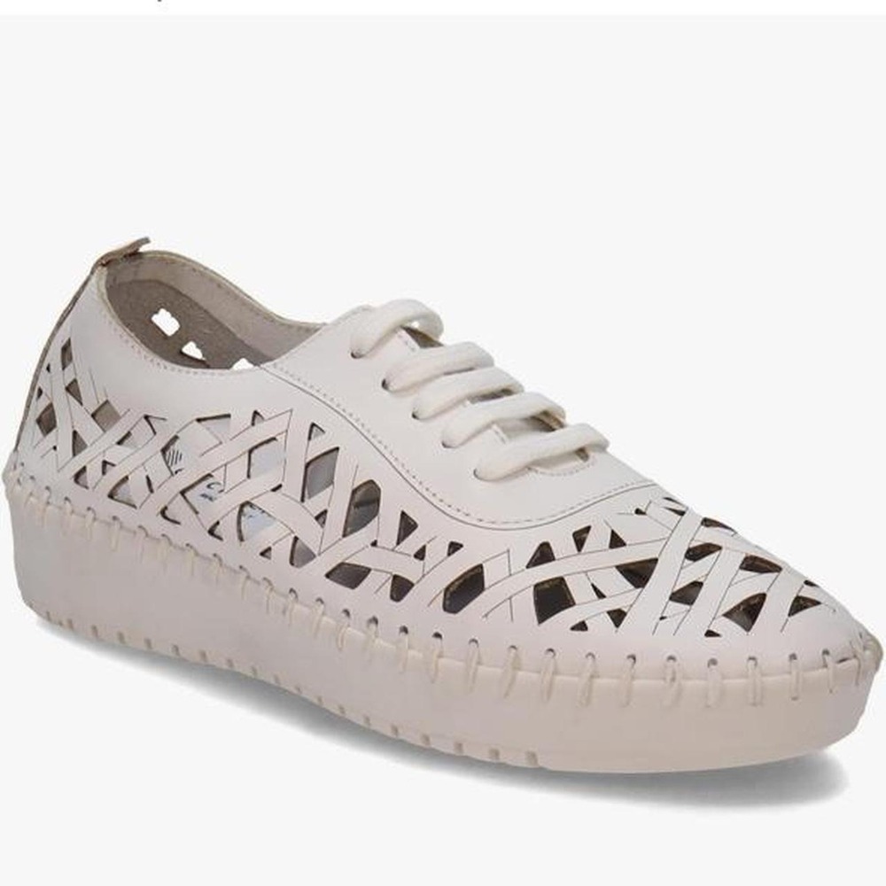Eric micheal Dolores leather cut out geometric lace up euro sneakers 10